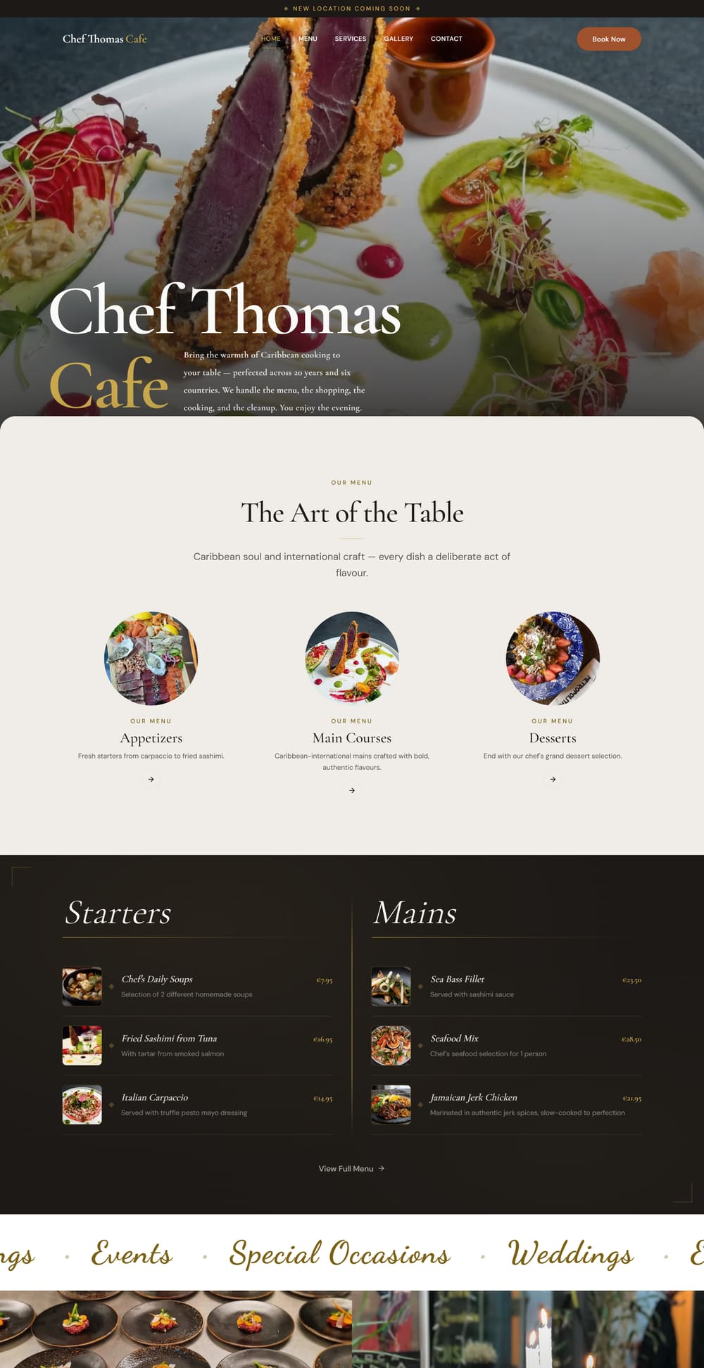 The Chef Thomas Cafe website