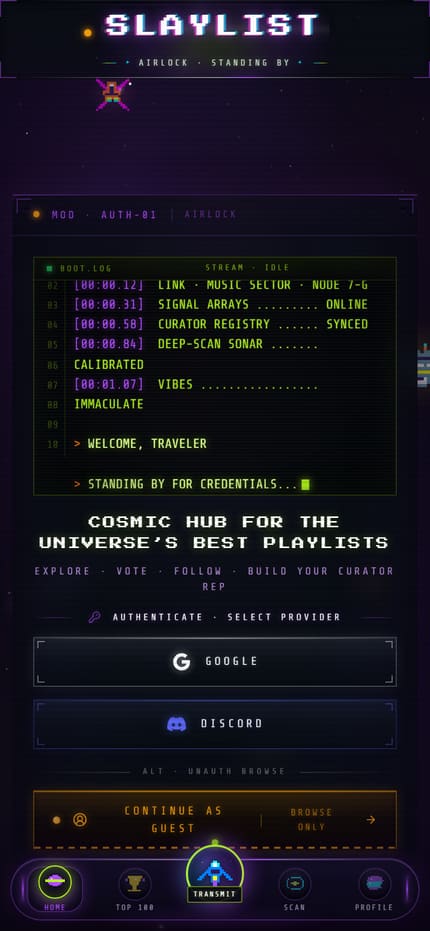 The Slaylist website on mobile