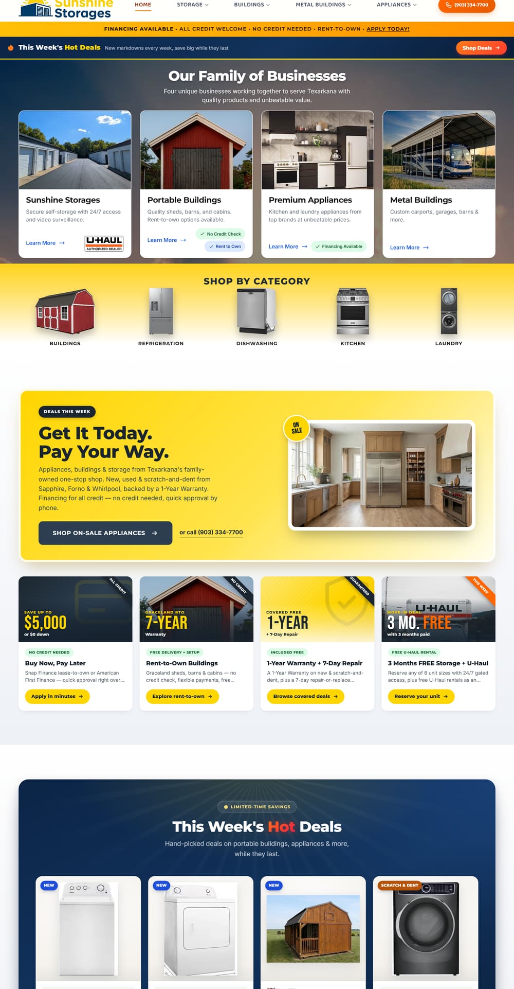 The Sunshine Storages website
